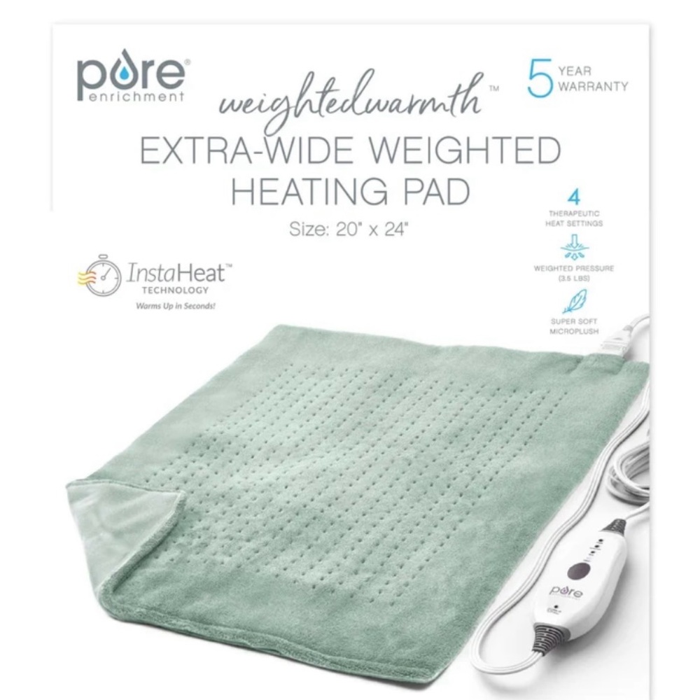 Pure Enrichment Weighted Warmth, Extra-Wide Weighted Heating Pad Green